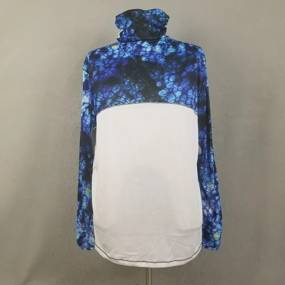 Reel Legends Shirt Mens XL Blue White Long Sleeve Fishing Gaiter REEL-TEC‎